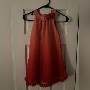 Cynthia Rowley Charming Coral Ombre Kids Dress with Floral Accent